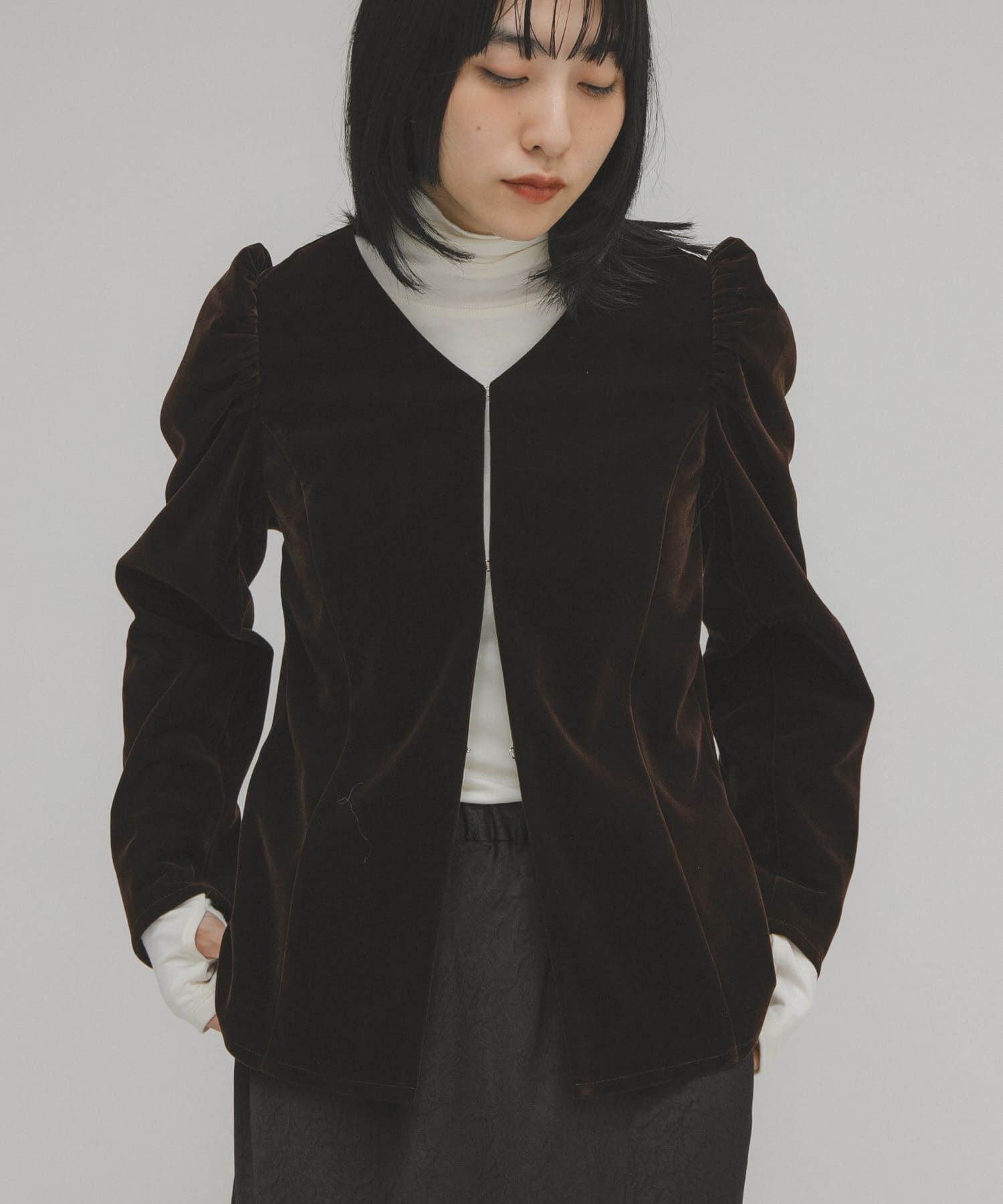  「パフスリーブベロアブラウス」|シャツ・ブラウス|