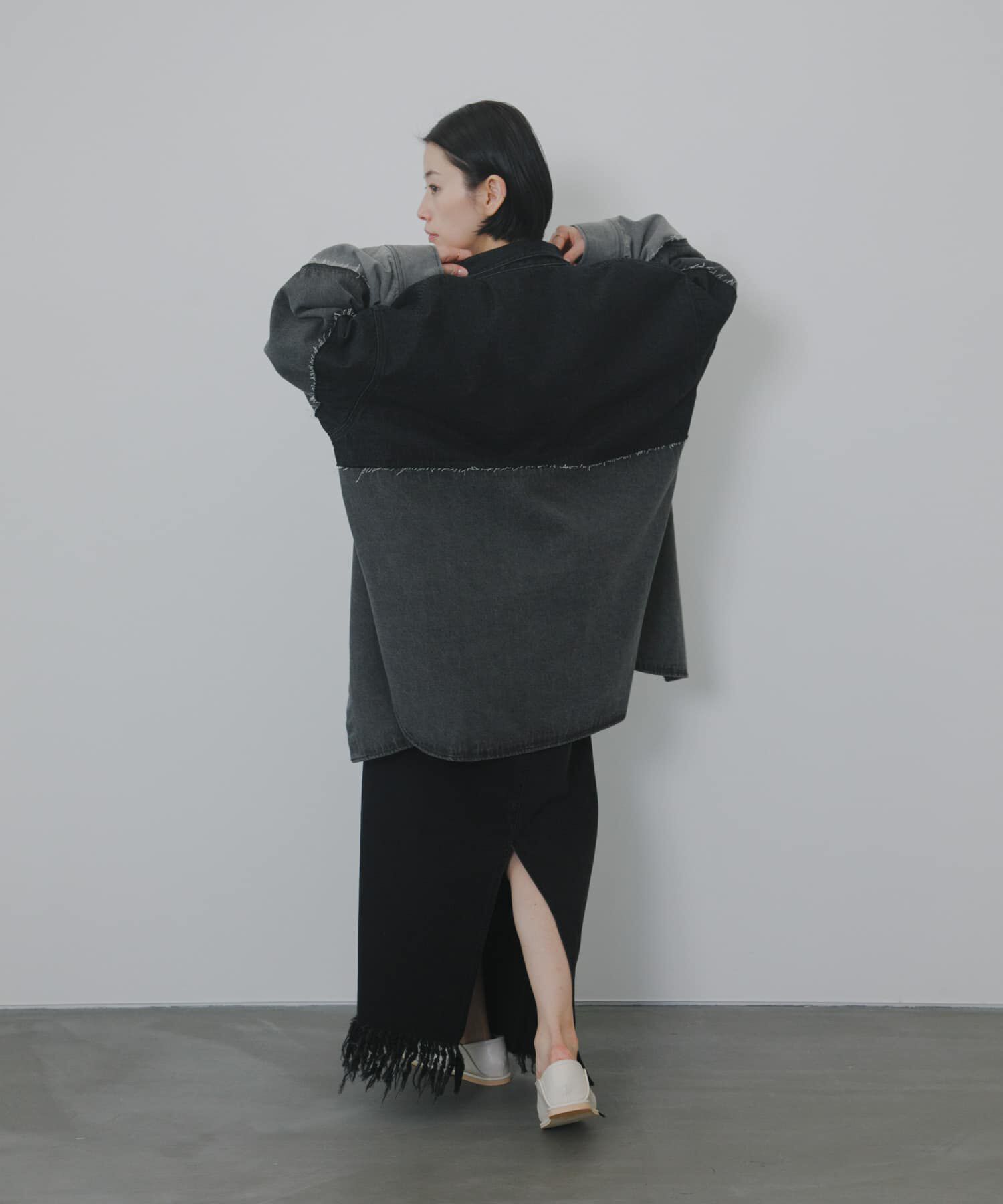  「アシメフリンジデニムスカート」|スカート|