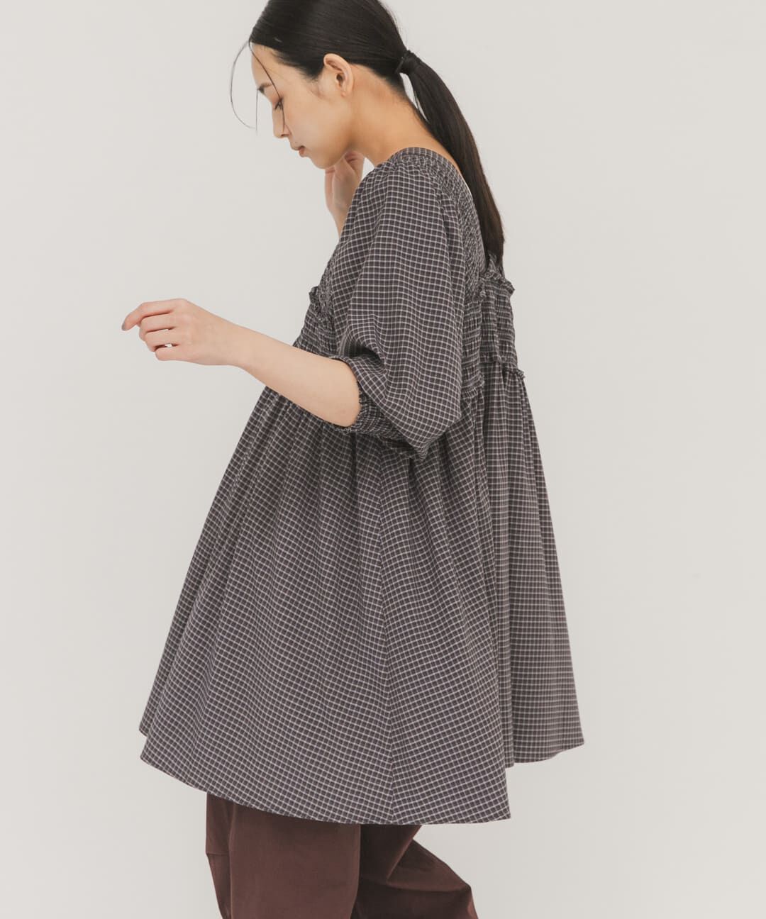  「2WAYシャーリングチェックミニワンピース」|ワンピース|