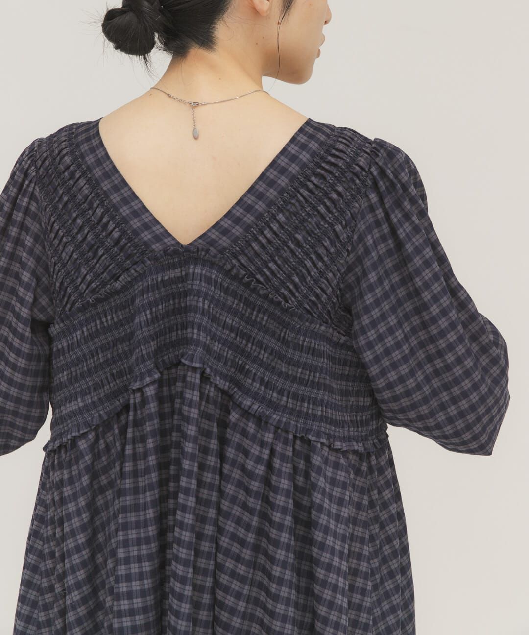  「2WAYシャーリングチェックミニワンピース」|ワンピース|