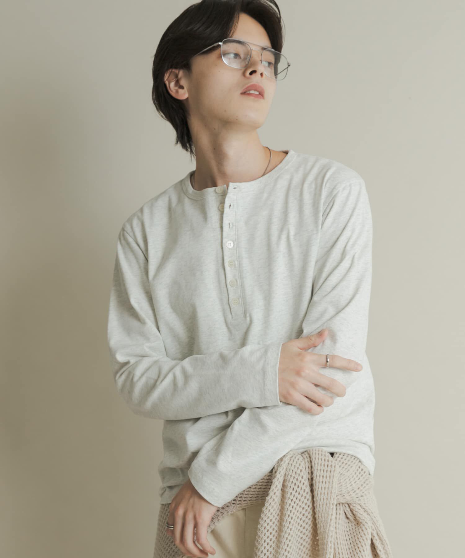 SENSE OF PLACE by URBAN RESEARCH「ヘンリーネックロングTシャツ」|Tシャツ・カットソー|オートミール