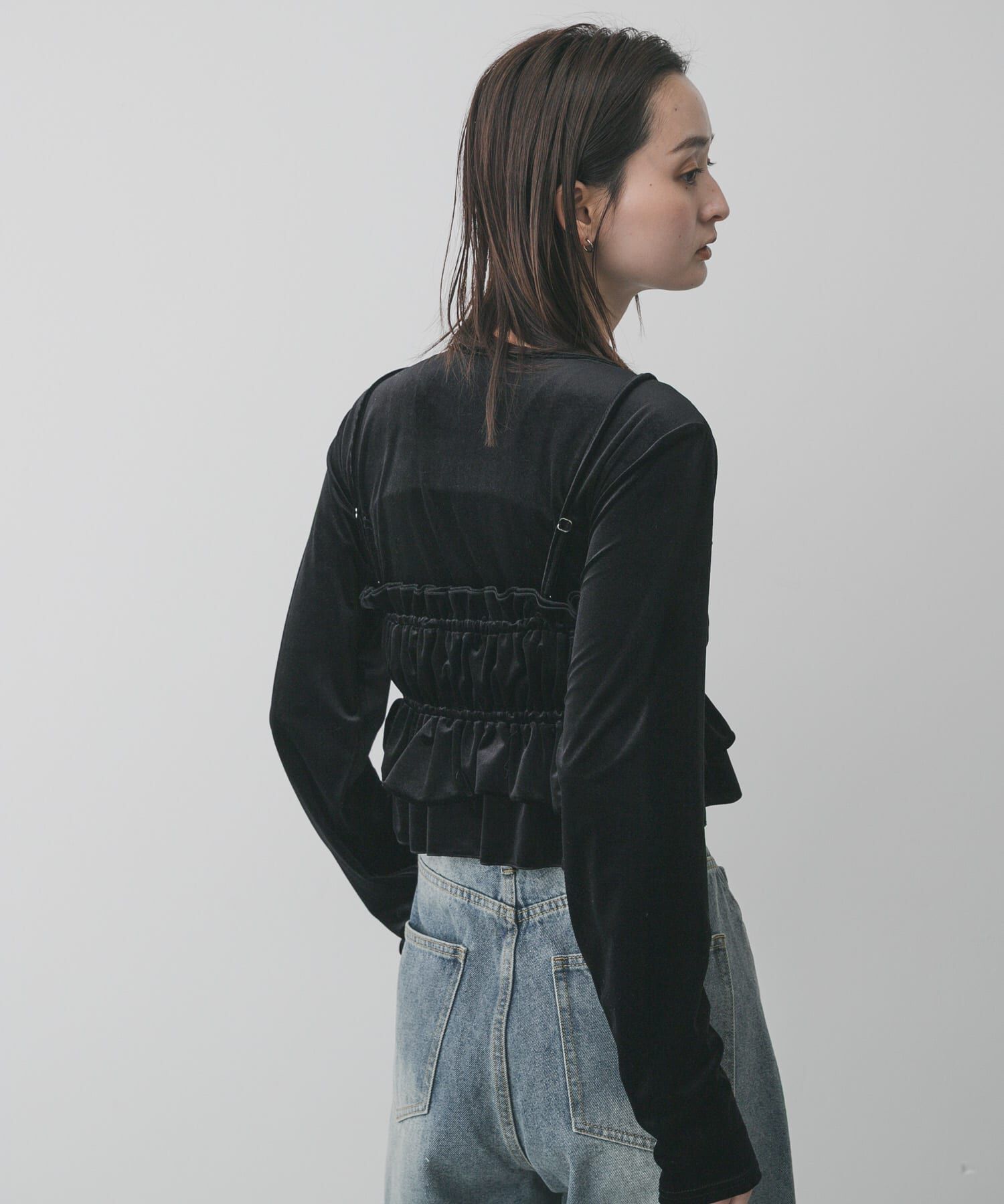 SENSE OF PLACE by URBAN RESEARCH「『洗濯可』フリルビスチェセットベロアトップ」|Tシャツ・カットソー|