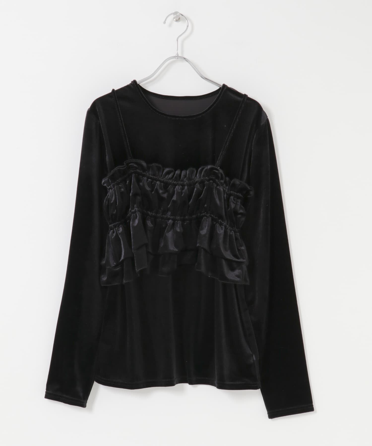 SENSE OF PLACE by URBAN RESEARCH「『洗濯可』フリルビスチェセットベロアトップ」|Tシャツ・カットソー|