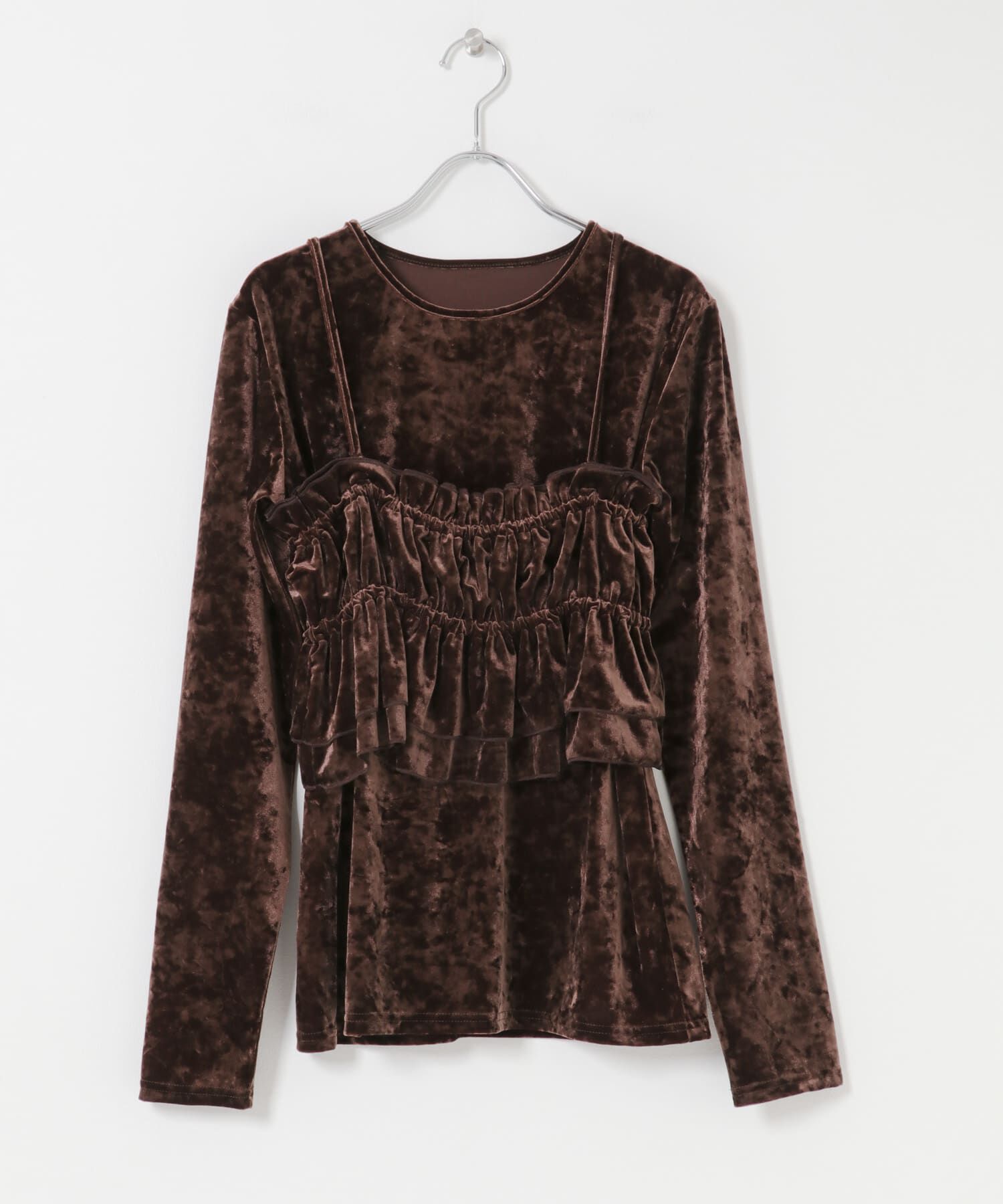 SENSE OF PLACE by URBAN RESEARCH「『洗濯可』フリルビスチェセットベロアトップ」|Tシャツ・カットソー|