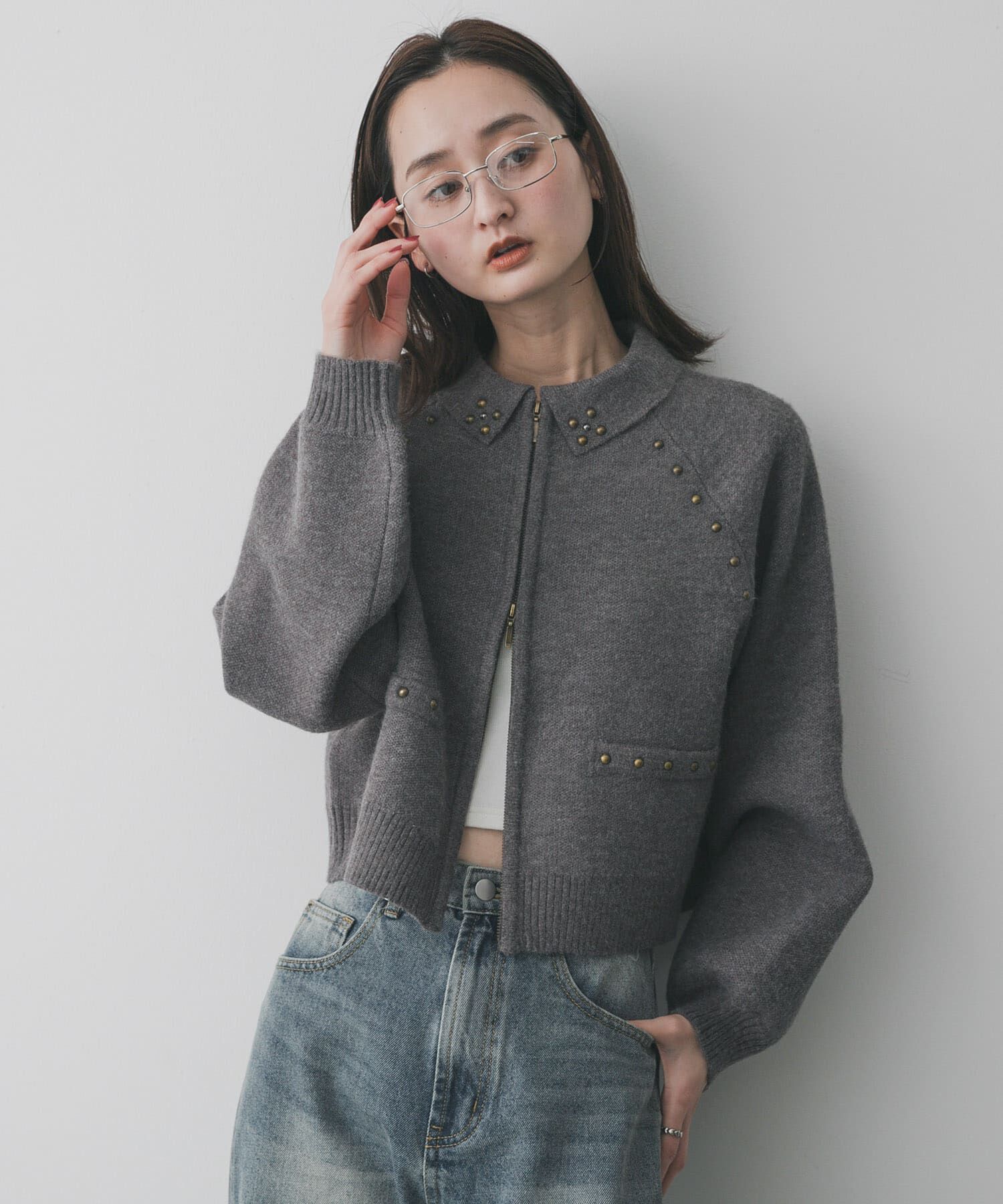 SENSE OF PLACE by URBAN RESEARCH「『洗濯可』スタッズデザインカーディガン」|カーディガン|