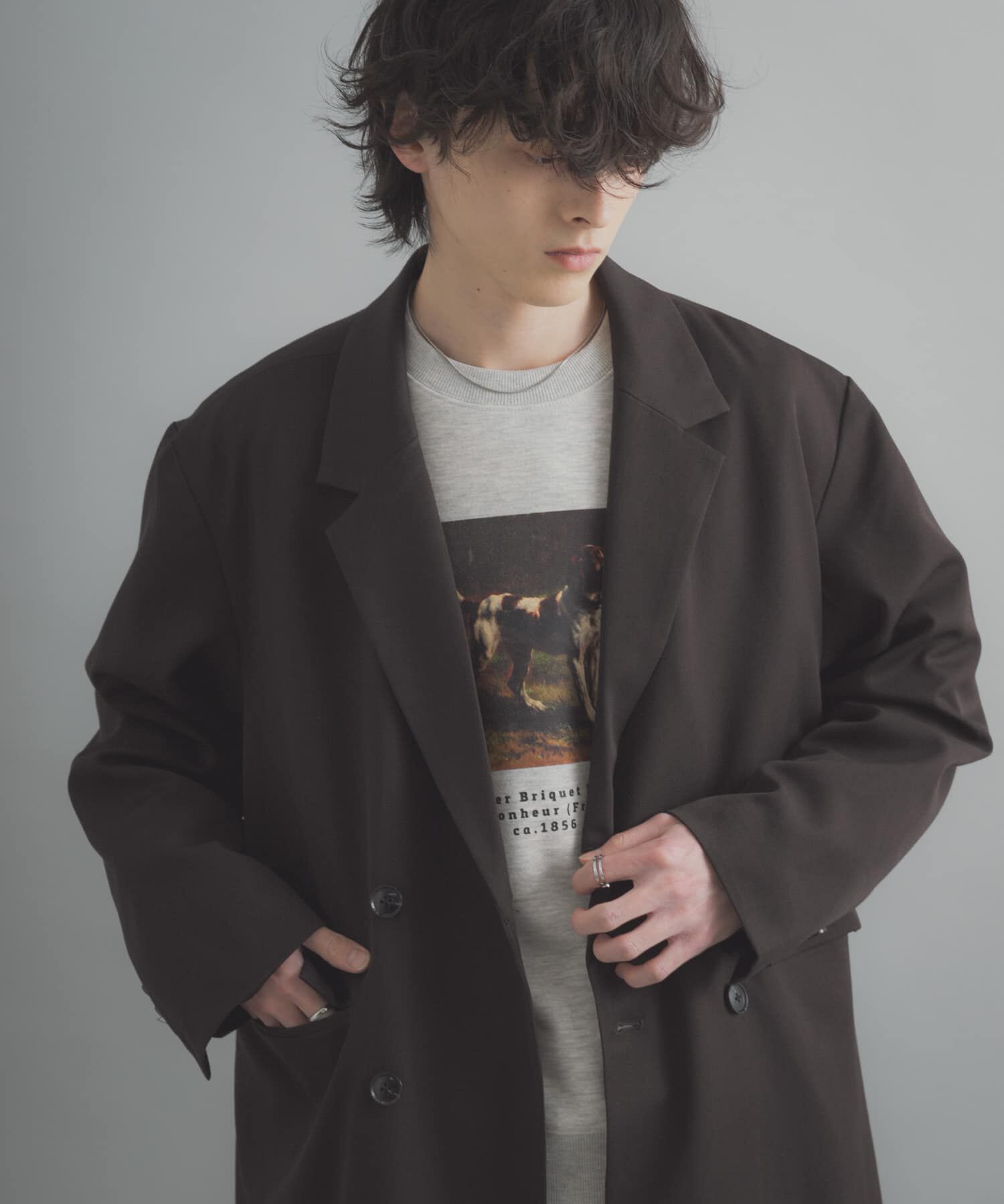 SENSE OF PLACE by URBAN RESEARCH「ダブルブレストロングコート」|ノーカラーコート|