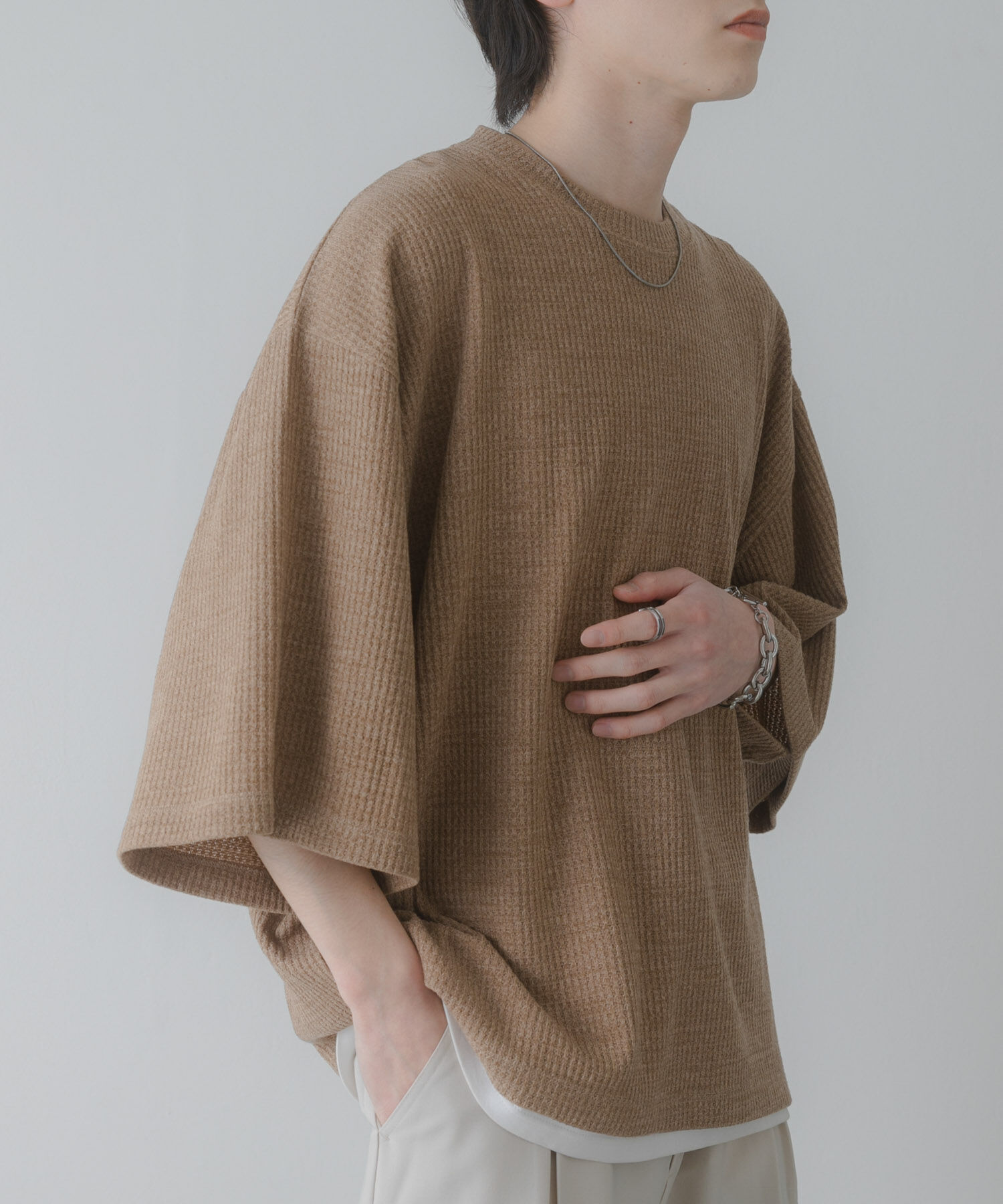 SENSE OF PLACE by URBAN RESEARCH「ソフトワッフルエクストラルーズTシャツ」|Tシャツ・カットソー|ベージュ