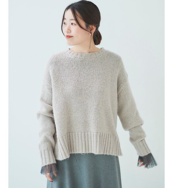  「ラメワイドシルエットクルーネックニット」|ニット・セーター|
