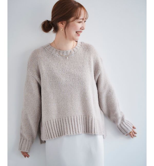  「ラメワイドシルエットクルーネックニット」|ニット・セーター|