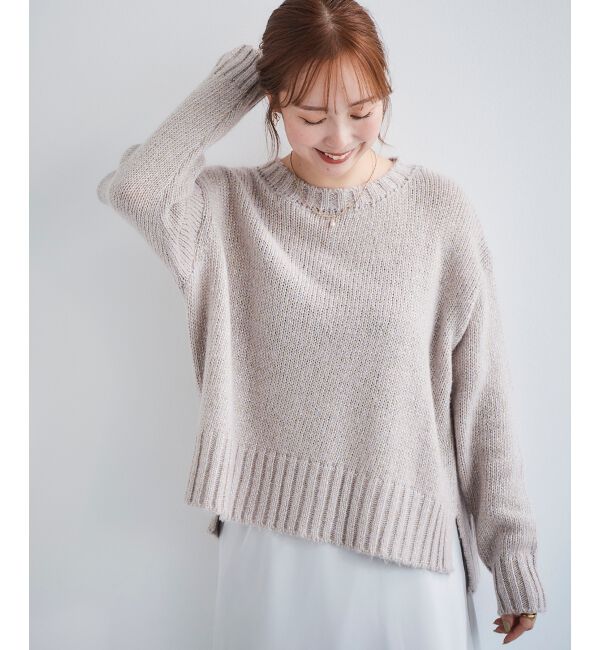  「ラメワイドシルエットクルーネックニット」|ニット・セーター|