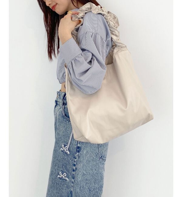 MAJESTICLEGON「フリルハンドルトート」|トートバッグ|アイボリー