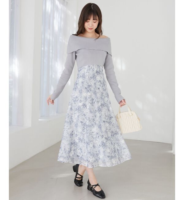 MAJESTICLEGON「フラワーオフショルドッキングワンピ」|ワンピース|