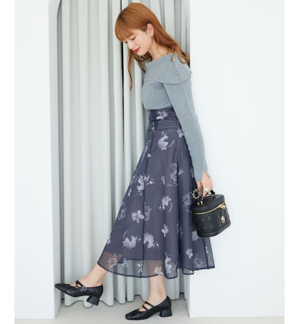 MAJESTICLEGON「フラワーオフショルドッキングワンピ」|ワンピース|