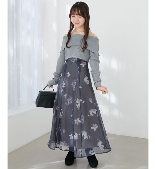 MAJESTICLEGON「フラワーオフショルドッキングワンピ」|ワンピース|