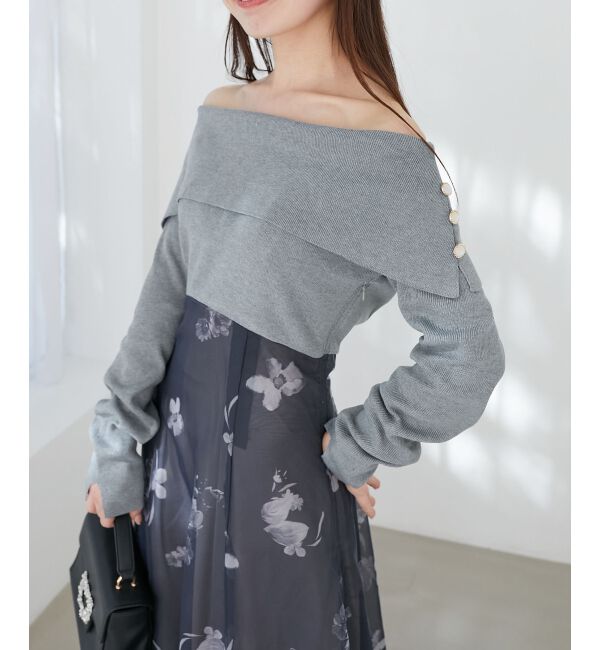 MAJESTICLEGON「フラワーオフショルドッキングワンピ」|ワンピース|