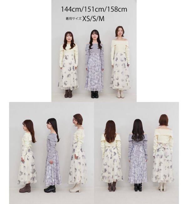 MAJESTICLEGON「フラワーオフショルドッキングワンピ」|ワンピース|