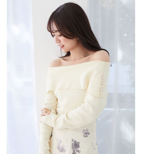 MAJESTICLEGON「フラワーオフショルドッキングワンピ」|ワンピース|