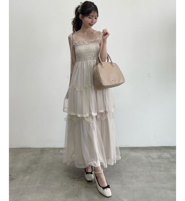  「チェーン付きキラキラキャミワンピ」|ワンピース|