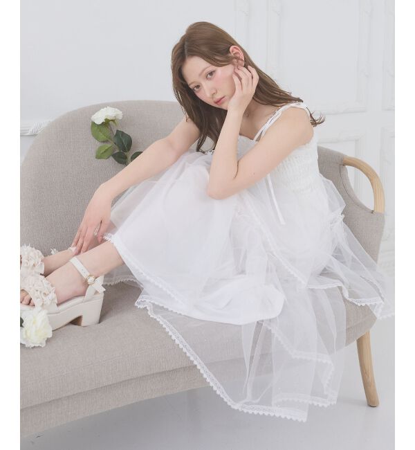  「チェーン付きキラキラキャミワンピ」|ワンピース|