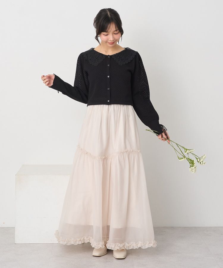 earth music&ecology「オーガンジーフリルヘムスカート」|フレア|