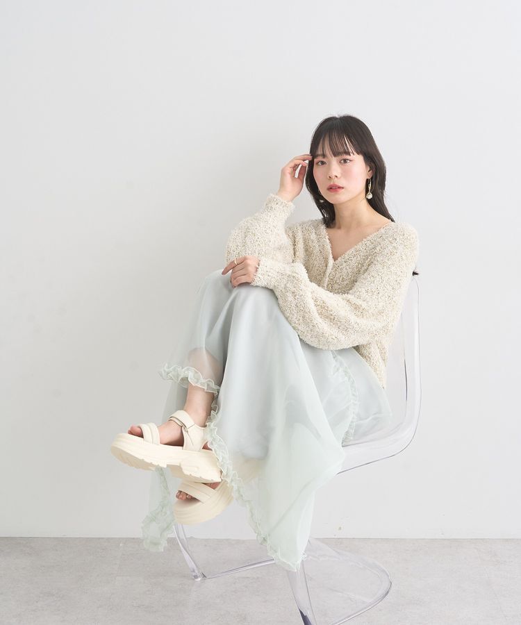 earth music&ecology「オーガンジーフリルヘムスカート」|フレア|