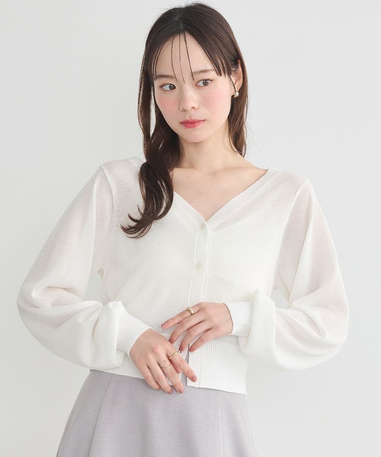 earth music&ecology「シアーラメVネックカーディガン」|カーディガン|