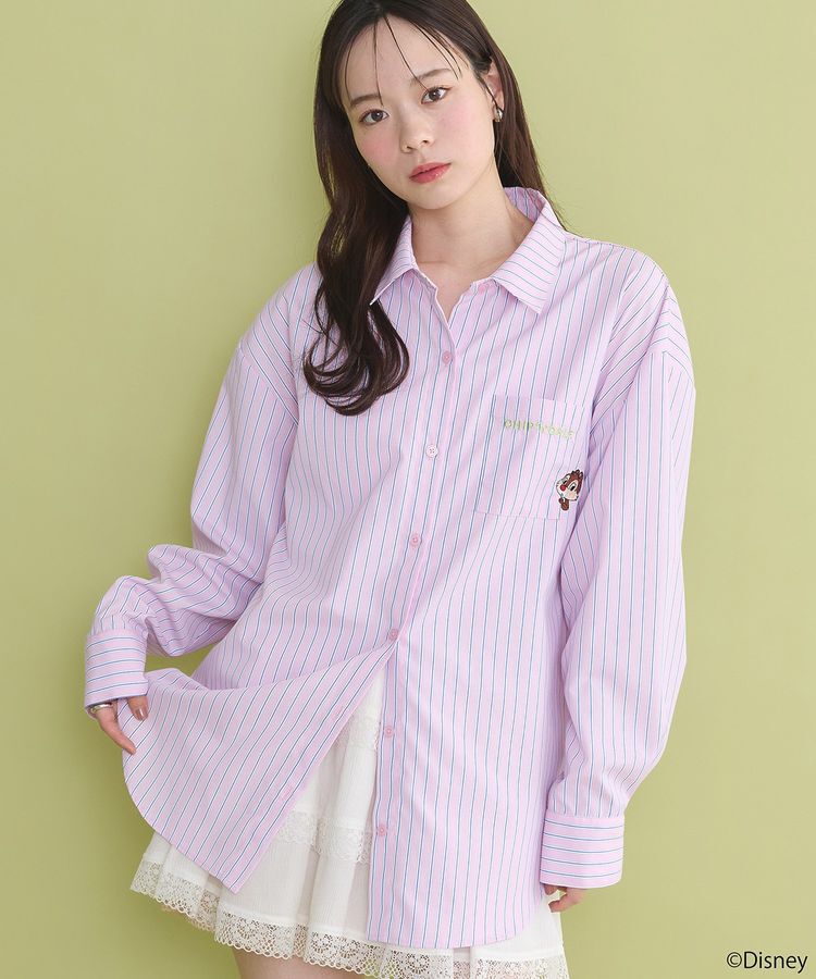 earth music&ecology「チップ&デール/ストライプシャツ」|シャツ・ブラウス|Pink