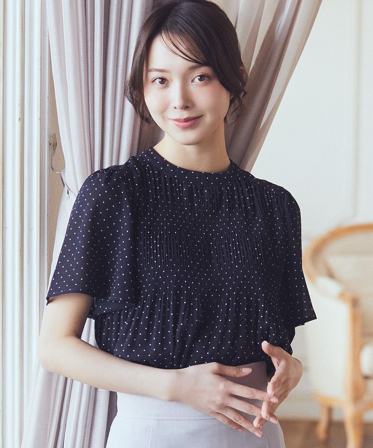 earth music&ecology「マジョリカプリーツ半袖ブラウス」|シャツ・ブラウス|