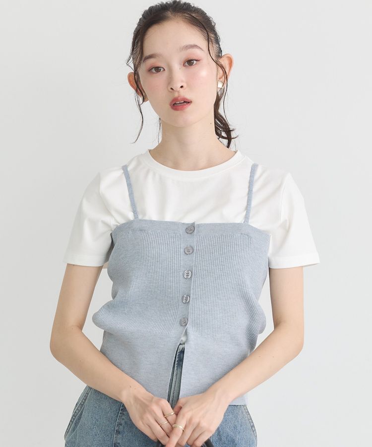 earth music&ecology「SET2点コンパクトTEE＋マルチwayニットビスチェ」|Tシャツ・カットソー|Light Gray