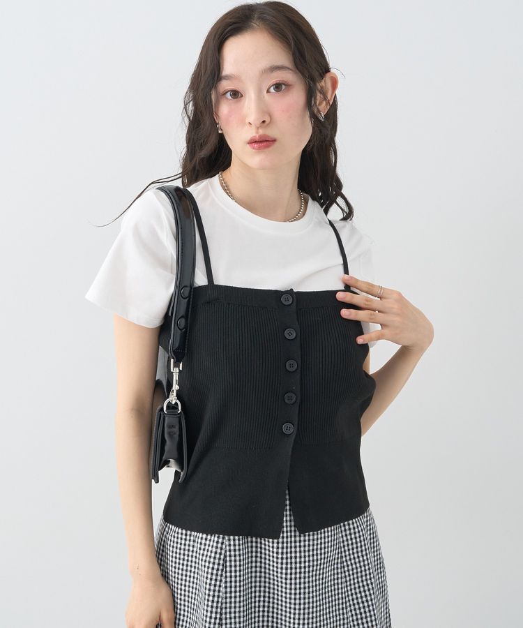 earth music&ecology「SET2点コンパクトTEE＋マルチwayニットビスチェ」|Tシャツ・カットソー|Black