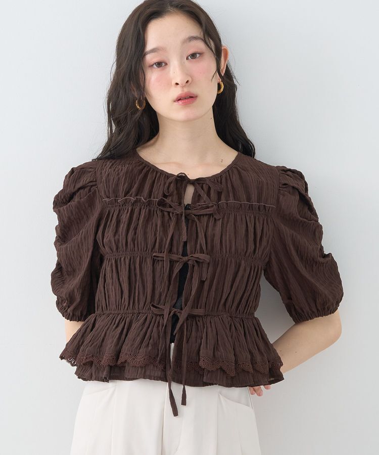 earth music&ecology「レースティアードシャーリングブラウス」|シャツ・ブラウス|Brown