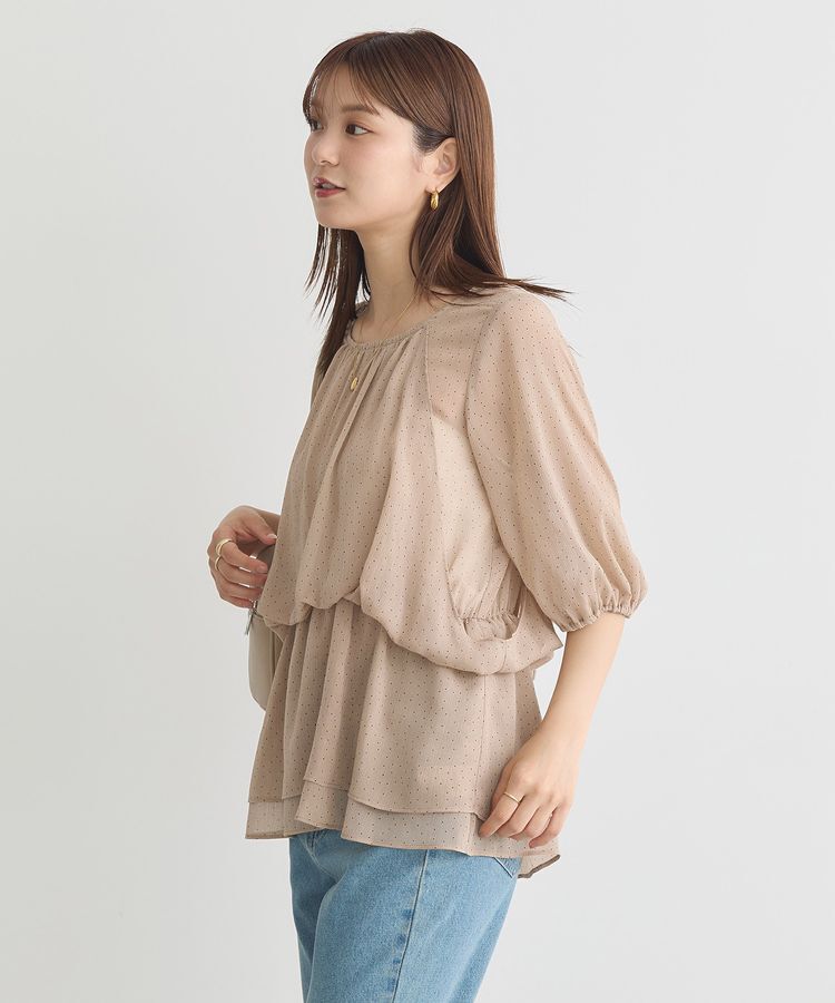 earth music&ecology「レイヤードライクドット柄ブラウス」|シャツ・ブラウス|