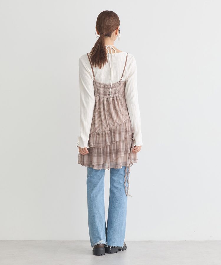 earth music&ecology「フロントリボンチェックミニキャミワンピース」|ワンピース|