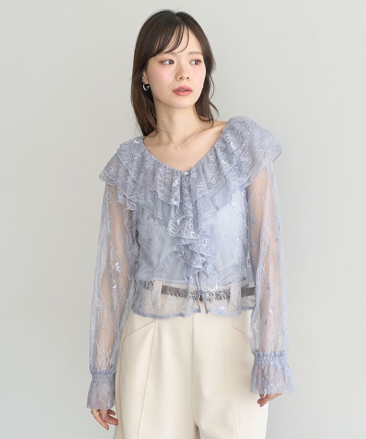 earth music&ecology「SET2点ラッフルレースブラウス＋キャミソール」|シャツ・ブラウス|