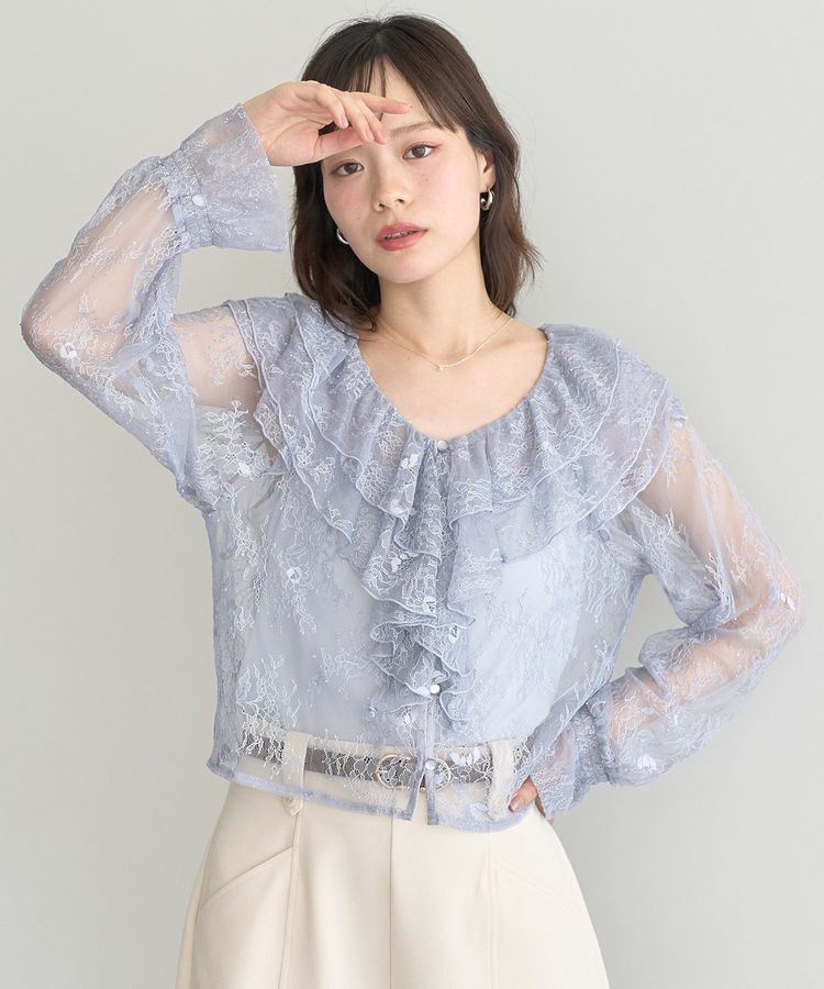 earth music&ecology「SET2点ラッフルレースブラウス＋キャミソール」|シャツ・ブラウス|