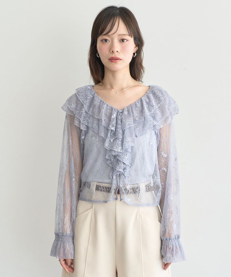 earth music&ecology「SET2点ラッフルレースブラウス＋キャミソール」|シャツ・ブラウス|