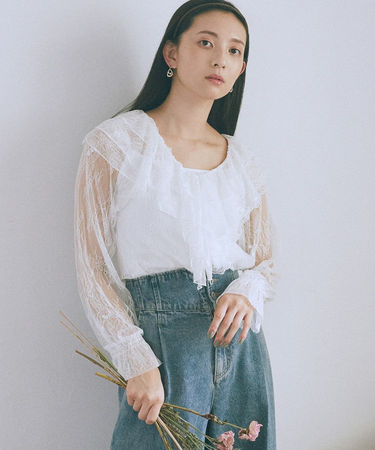 earth music&ecology「SET2点ラッフルレースブラウス＋キャミソール」|シャツ・ブラウス|