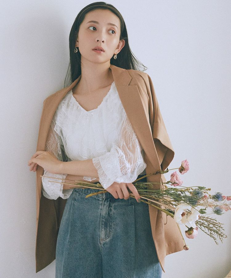 earth music&ecology「SET2点ラッフルレースブラウス＋キャミソール」|シャツ・ブラウス|