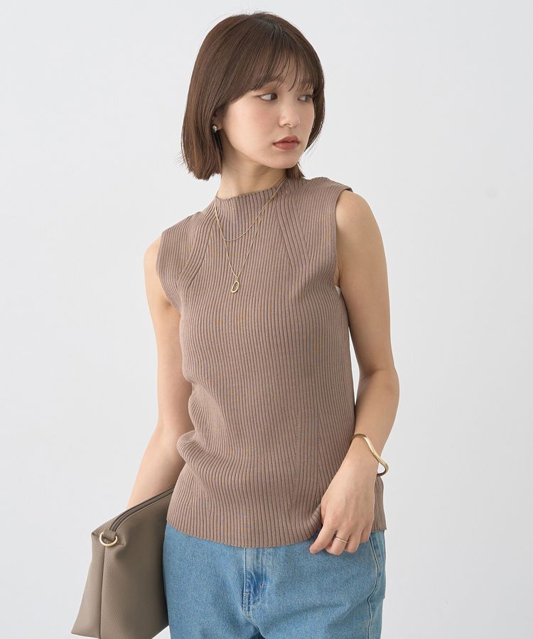 earth music&ecology「ランダムリブボトルネックノースリーブニット」|ニット・セーター|