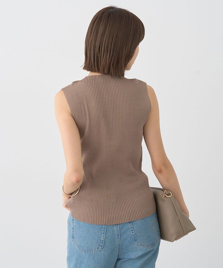 earth music&ecology「ランダムリブボトルネックノースリーブニット」|ニット・セーター|