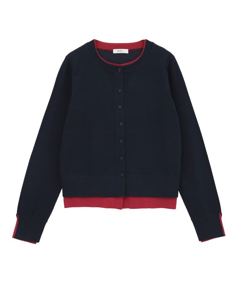 earth music&ecology「バイカラーレイヤード風カーディガン」|カーディガン|