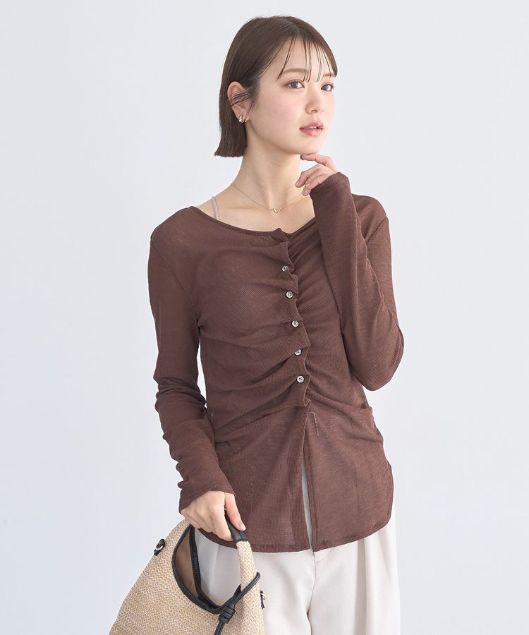 earth music&ecology「シアーワッフルタックボタントップス」|カーディガン|