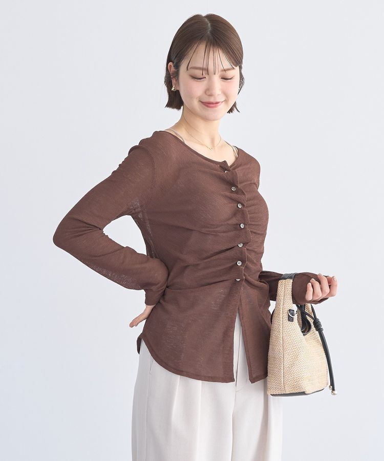 earth music&ecology「シアーワッフルタックボタントップス」|カーディガン|