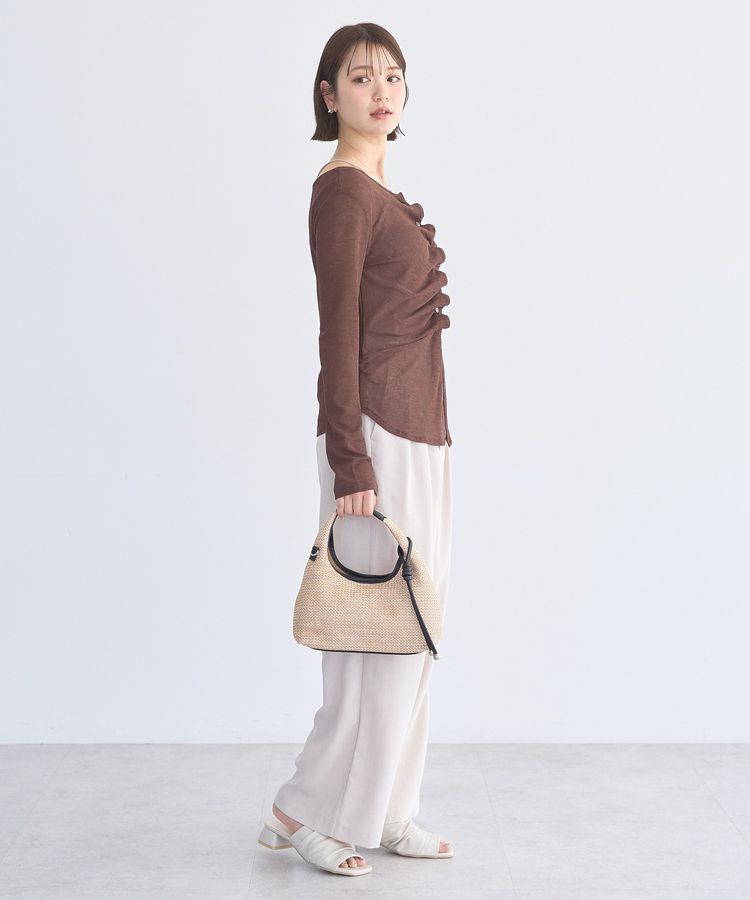 earth music&ecology「シアーワッフルタックボタントップス」|カーディガン|