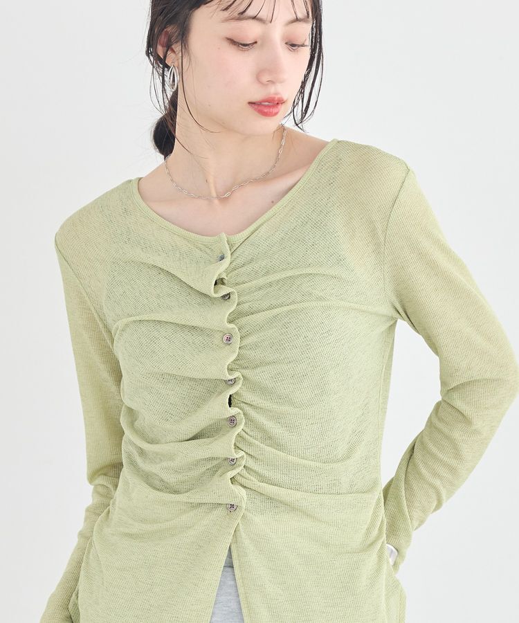 earth music&ecology「シアーワッフルタックボタントップス」|カーディガン|