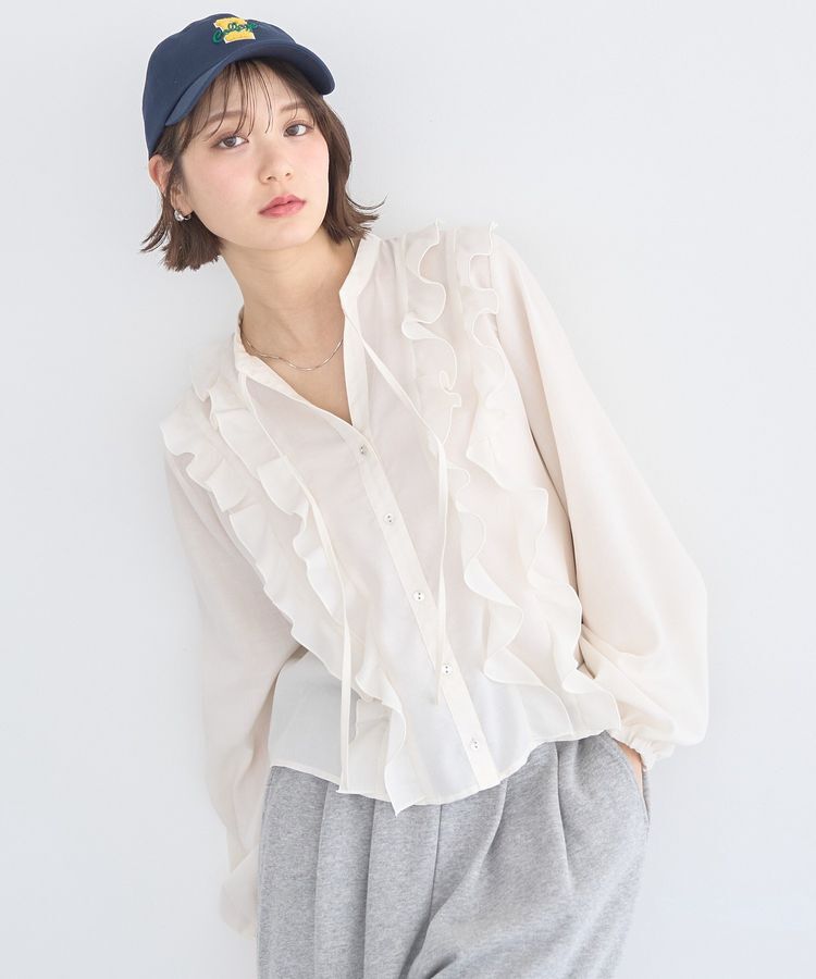 earth music&ecology「フリルリボンブラウス」|シャツ・ブラウス|