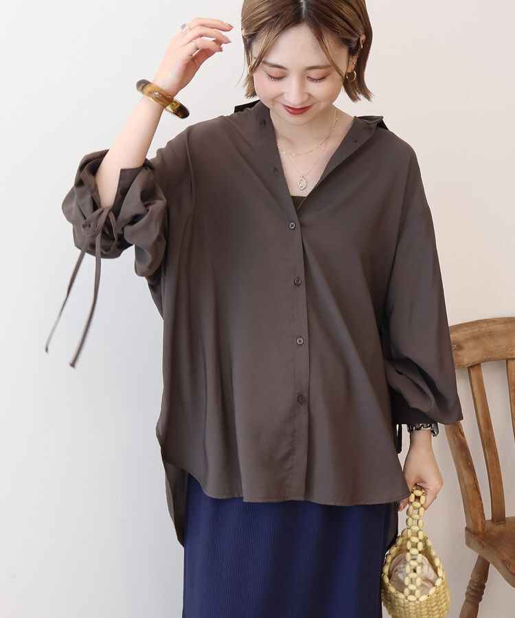 AMERICAN HOLIC「シアーバックギャザーリボンシャツ」|シャツ・ブラウス|