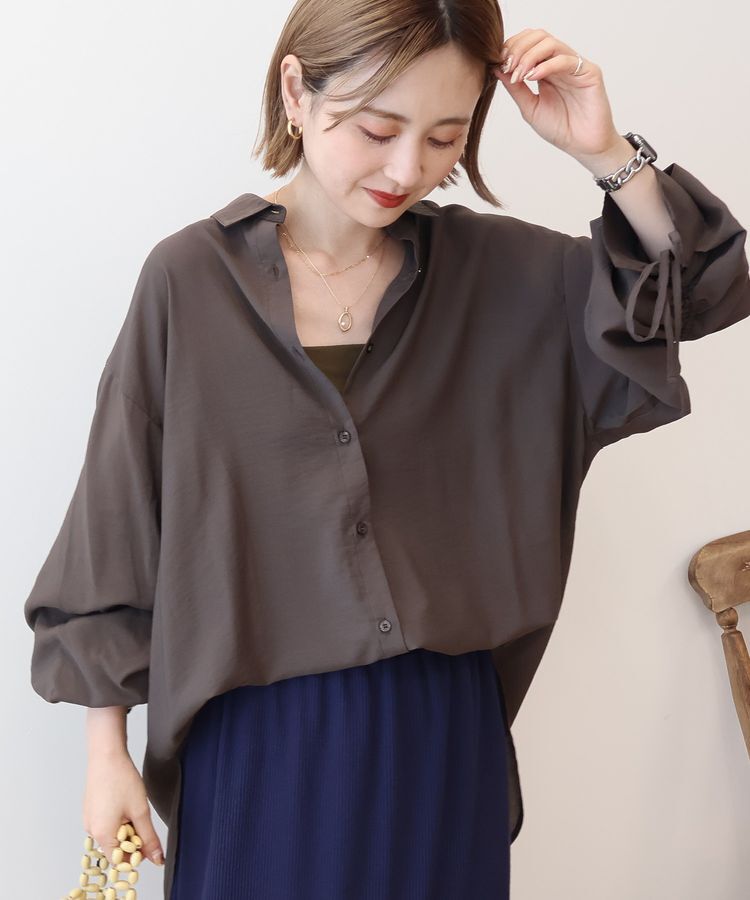 AMERICAN HOLIC「シアーバックギャザーリボンシャツ」|シャツ・ブラウス|