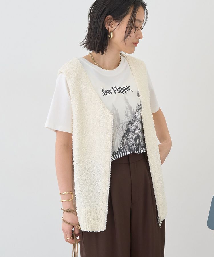 AMERICAN HOLIC「ダブルZIPシャギーニットベスト」|ベスト・ジレ|Ivory