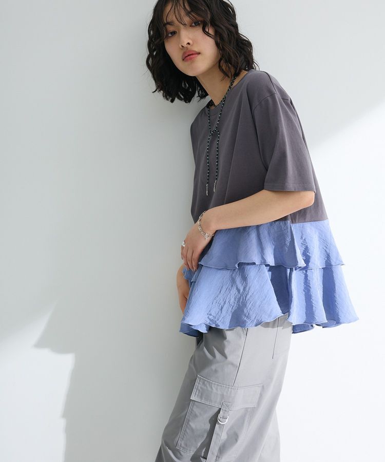 Green Parks「サテンティアードドッキングプルオーバー」|Tシャツ・カットソー|Charcoal Gray